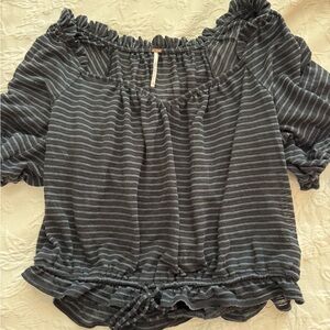 Free People Striped Navy and light blue Women's Top